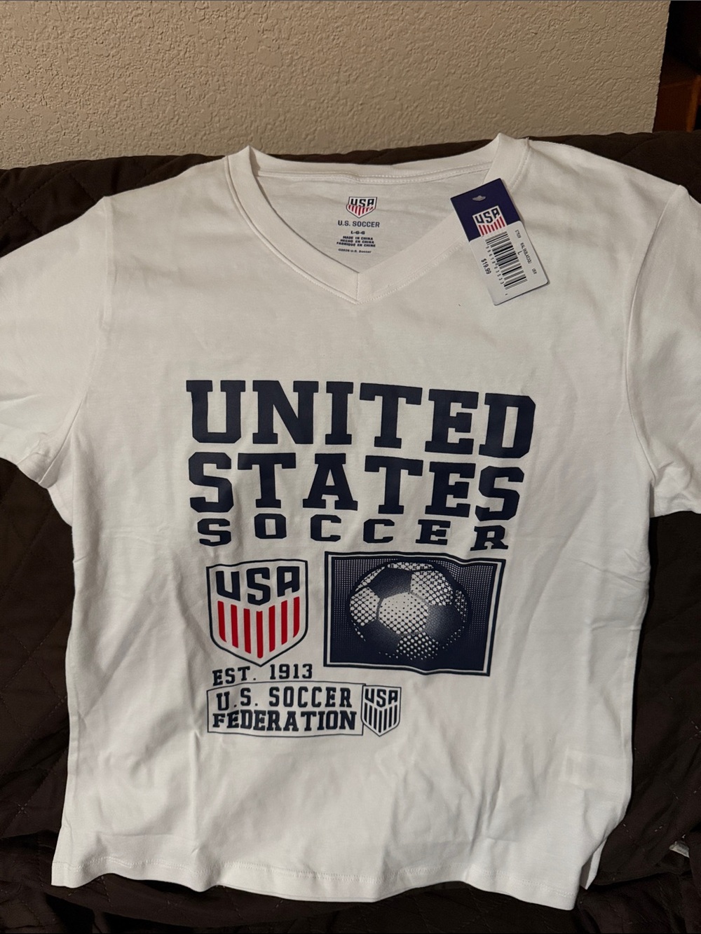 United States Soccer Short Sleeve V-Neck Tee - White